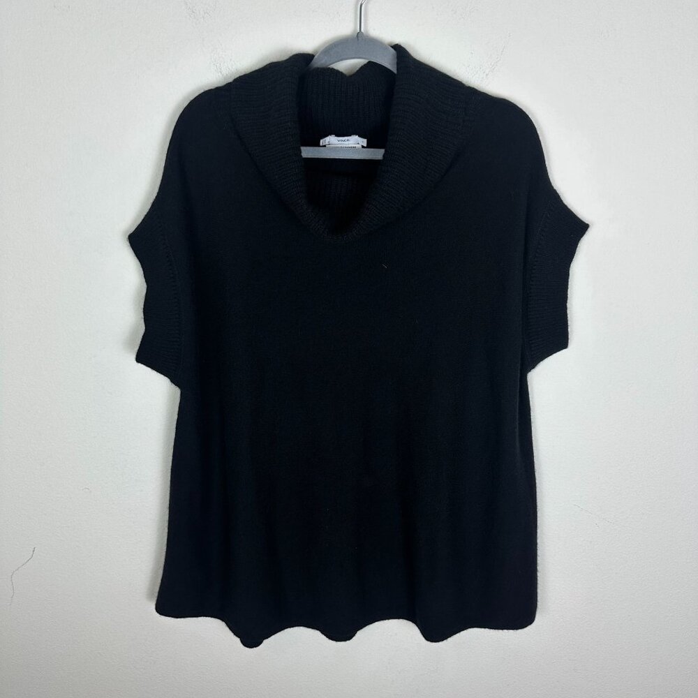 Vince 100% Cashmere Short Sleeve Blouse XS Loose Turtleneck Minimalist Soft Cozy